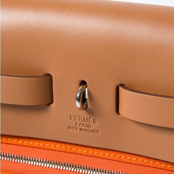 Hermes  Vache Hunter Toile Herbag Zip 31 PM Orange - Picture 11 of 13